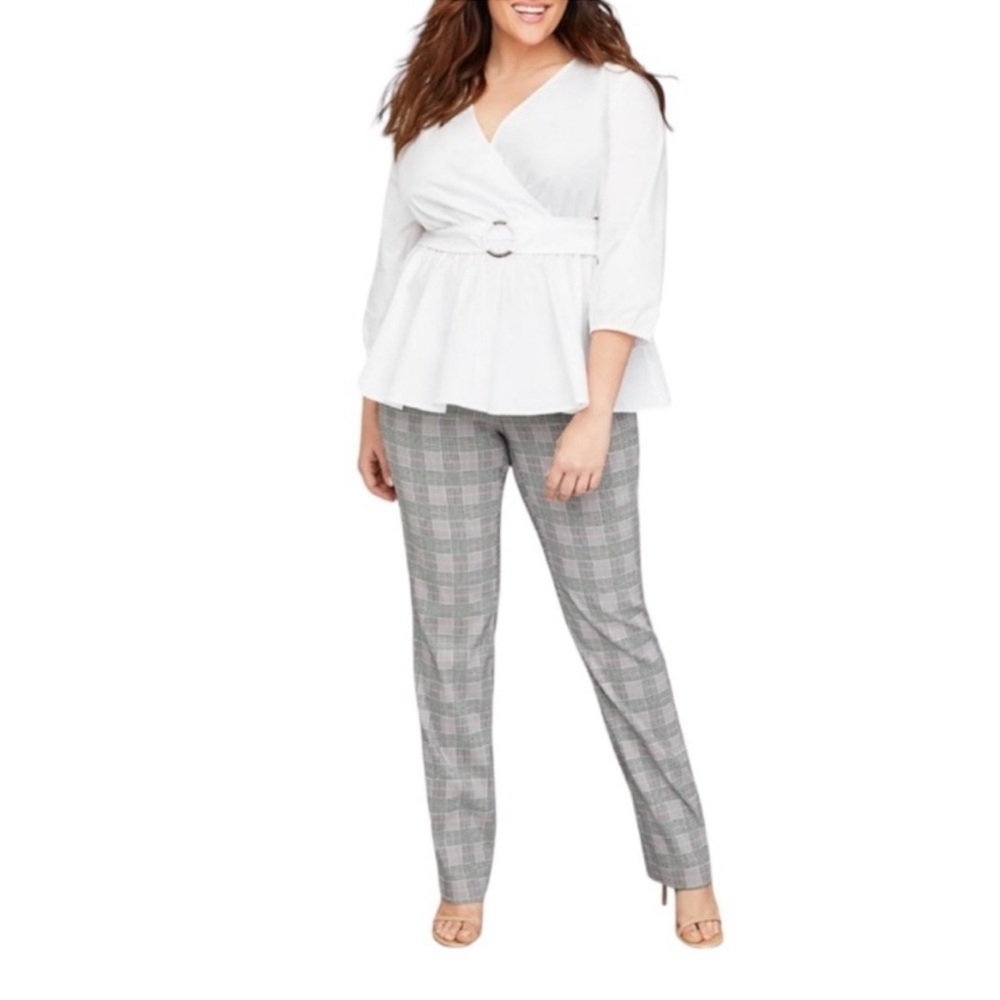 Lane Bryant The Allie Straight Leg Plaid Pant 28R Multi Color